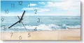 Produktbild: DEQORI Glasuhr 60x30 cm Zahlen 'Wellen am Strand' Wanduhr Glas Uhr Design leise
