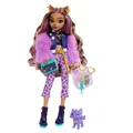 Produktbild: Clawdeen Wolf-Puppe mit Hund Crescent und Accessoires wie Rucksack Kalender S...