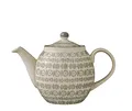 Produktbild: Teekanne Kaffeekanne Karine Deckel Stempeldekor dänisch Steingut grau 1200 ml
