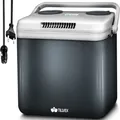 Produktbild: tillvex Kühlbox elektrisch 32L Grau | Mini-Kühlschrank 230 V und 12 V für KFZ Auto Camping | kühlt & wärmt | ECO-Modus