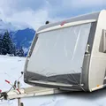 Produktbild: your GEAR Wohnwagen Abdeckung Winterfest – Thermo Schutzhülle für Bug & Heck, wasserdichte Hagelschutzplane 240x160 cm, UV-Schutz, atmungsaktiv, Wohnwagen Schutzhülle, grau