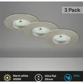 Produktbild: Briloner LED Einbauleuchten Attach One 3er-Set Warmweiß 7,5 x 2,8 cm Matt-Nickel