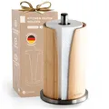 Produktbild: EXITOSO Küchenrollenhalter Bambus - Halter Küchenrolle Edelstahl - Küchentuchhalter - Küchenrollenhalter stehend - Küchenpapierhalter - Küchenrollenhalter Holz - Papierrollenhalter Küchenrolle