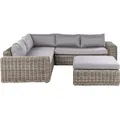 Produktbild: Garten Ecksofa Mit Ottomane 6-sitzer Palermo Modular Polyrattan Hellbraun