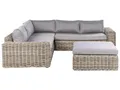 Produktbild: Beliani Garten Lounge Set gebürstetes Polyrattan braun mit Auflagen grau modular Palermo