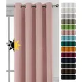 Produktbild: Verdunkelungsgardine Ösen Vorhang blickdicht abdunkelnd, Größe und Farbe wählbar,140x245cm,Altrosa - Rosa