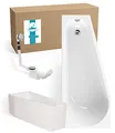 Produktbild: Calmwaters® Raumsparende Eckbadewanne 160x70 cm, Set mit Acrylwanne Essential Small, Wannenträger, Ab- und Überlaufgarnitur, platzsparende Badewanne rechter Ausführung, 160 x 70 cm, Weiß, 99000328
