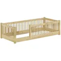 Produktbild: Kinderbett niedriges Bodenbett Kiefer natur 80x180 Kleinkinder Laufstall ähnlich V-60.65-08-180Rollrost inkl. - Naturbelassen