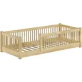 Produktbild: Erst-Holz Kinderbett 80 x 190 cm Niedriges Bodenbett Kiefer Massiv Kleinkinder Modell 65 Rollrost inkl.