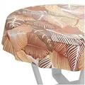 Produktbild: ANRO Tischdecke Wachstuch abwaschbar Blätter Tischwäsche (Einzelstück 1-tlg), wasserabweisend pflegeleicht Extraordinär Gold Rund 140cm goldfarben Rund | Ø 140 cm x 140 cm x 140 cm