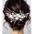 Produktbild: Fairvir Braut Hochzeit Haarkämme Blume Kristall Kopfschmuck Blatt Haarschmuck für Frauen und Mädchen