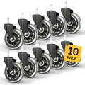 Produktbild: Bürostuhl Rollen 10er-Set Gummi Polyurethan für Parkett Hartboden lautlos