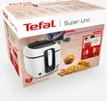 Produktbild: Tefal Super Uno FR3140. Produkttyp: Fritteuse, Friteusenkapazität: 1,5 kg, Öl-Füllmenge: 2,2 l. Produktfarbe: Weiß, Steuerung: Tasten (FR 3140)