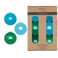 Produktbild: Weihnachtskugeln Glas 10cm 6 Stück - matt & glänzend - Große Christbaumkugeln Weihnachtsbaumkugeln für Weihnachten - Christbaumschmuck & Weihnachtsbaumschmuck Grün Blau Mix- Jumping Jack