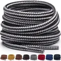 Produktbild: Miscly Schnürsenkel Rund, Extrem Reißfest für Arbeitsschuhe, Stiefel und Wanderstiefel (206 cm, Grau/Schwarz)