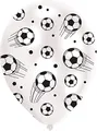 Produktbild: Amscan INT995704 - Latexballons Fußball, 6 Stück, Größe circa 27,5 cm, WM, EM, Public Viewing, Kindergeburtstag, Weiß