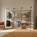 Produktbild: pamo Kleiderstange Wandmontage 296 x 222 cm - Begehbarer Kleiderschrank offen Kleiderständer mit Regalböden aus Eiche industrial schwarz aus Metall Wasserrohren - 460 kg Traglast