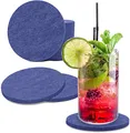 Produktbild: wortek Filzuntersetzer rund für Gläser – 8er Set Glasuntersetzer für Getränke, Tassen, Bar, Glas - Ø 10cm Tischuntersetzer waschbare Untersetzer Gläser Dunkelblau Glas Untersetzer-Set
