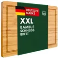 Produktbild: Blumtal Schneidebrett 100% Bambus antiseptisches, 2cm dickes massives Brett, Holz, Bambus, massiv mit praktischer Saftrille braun 30 cm x 45 cm x 2 cm