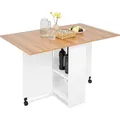 Produktbild: Mondeer Esstisch Klappbarer Küchentisch mit einer Schublade und zwei Lagerregalkonsolen Esszimmertisch Kaffeetisch mit verstellbaren Füße - Weiß/Braun