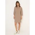 Produktbild: Midikleid CECIL, Damen, Gr. L (42), US-Größen, beige (natural taupe), Web, 100% Baumwolle, unifarben, normal knielang, V-Ausschnitt, Bündchen, Kleider Midikleid, in Unifarbe