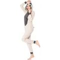 Produktbild: Ladeheid Schlafanzug Damen Schlafoverall Jumpsuit mit Kapuze LA40-234 Karnevalskostüm ohne beige|weiß M