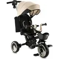 Produktbild: MoMi IVI Kinderdreirad 3-in-1 Beige – 360° drehbarer Sitz, 3-Punkt-Gurt, höhenverstellbare Schiebestange, Sonnendach, PolyurethanRäder, Frontk... - Beige