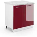 Produktbild: Vicco Spülenunterschrank Fame-Line Bordeaux Hochglanz/Weiß 80 cm AP Marmor