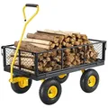 Produktbild: VEVOR Bollerwagen 965x560x535 mm, Gartenwagen, Transportwagen auf Rädern, Gerätewagen mit Reifen und abnehmbaren Seitenteilen aus Netzgewebe (umbaubar in Pritsche) und um 180° drehbarem Griff