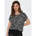 Produktbild: ONLY Kurzarmshirt ONLMOSTER – Shirt mit Animal-Print und lockerem Schnitt animal-print, modisch, loose fit, Viskosemischung, Rundhals weiß XS (34)