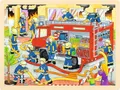 Produktbild: goki 57527 - Einlegepuzzle Feuerwehreinsatz aus Holz, Holzpuzzle mit Feuerwehrmännern, Lernspielzeug und Kinderpuzzle, fördert Fantasie und Motorik der Kinder, 40cm x 30cm, 48er Set, ab 3 Jahre