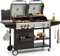 Produktbild: Klarstein Hot & Hot Kombigrill - 2in1-System: Gas-/Kohlegrill, 3 Edelstahlbrenner, Leistung: 8,5 kW, InstantReady Concept, für Gasflaschen bis 11 kg, Piezo-Zündung, pechschwarz