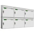 Produktbild: AL Briefkastensysteme Wandbriefkasten 6 Fach Basic Briefkasten A4 RAL Farbe 9016 Verkehrs Weiss wetterfest