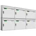 Produktbild: AL Briefkastensysteme 6 x Basic Wand Briefkasten RAL Farbe 9016 Verkehrs Weiss für Post A4, wetterfest, Artikelnummer: 431P6EA3P9016