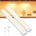 Produktbild: OUILA Schrankbeleuchtung LED mit Bewegungsmelder Unterbauleuchte Küche LED USB-C wiederaufladbar LED-Licht Dimmbar kabellos Nachtlicht für Küche Kleiderschrank Schrank 20.5CM 2 Stück