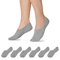 Produktbild: Snocks Füßlinge für Damen und Herren aus Bio-Baumwolle 6 Paar - Rutschfeste und unsichtbare Sneakersocken - Kurze Socken Gr. 43-46 - Farbe Hellgrau