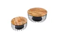Produktbild: riess-ambiente Couchtisch STORAGE Ø70cm natur / schwarz (Set, 2-St), Massivholz · Metall · rund · Mango · Wohnzimmer · Industrial