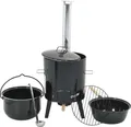 Produktbild: vidaXL Gulaschkanone mit Rauchabzug & Deckel Schwarz Stahl Emailliert