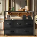 Produktbild: Kommode TV-Schrank mit 5 Schubladen Sideboard Lowboard TV Board (Flure und Restaurants), Multifunktionaler Sideboard Geeignet Für Schlafzimmer Woh... - Schwarz