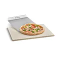 Produktbild: BURNHARD® Pizzastein und Pizzaschaufel für Backofen, Gasgrill & Holzkohlegrill aus Cordierit und Edelstahl für Brot, Flammkuchen & Pizza, rechteckig - 38 x 30 x 1,5 cm