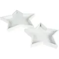 Produktbild: Buri - 2er Set Dekotablett-Set Stern 2-teilig aus Holz Weiß Keks Schale