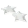 Produktbild: 2er Dekotablett Set Stern Holz Weiß Schale sternenförmig Dekoration Weihnachten
