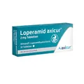 Produktbild: Loperamid axicur 2 mg Tabletten, schnelle Hilfe bei akutem Durchfall mit dem bewährten Wirkstoff Loperamidhydrochlorid, ideal für die Reiseapotheke, 10 Tabletten