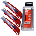 Produktbild: 3x Würth Cuttermesser 18mm mit 59 Klingen extrem scharf Teppichmesser 071566210