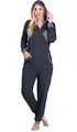 Produktbild: maluuna - Damen Jumpsuit, Onesie, Overall, Einteiler mit Bündchen an Arm- und Beinabschluss aus 100% Baumwolle, Farbe:anthrazit, Größe:32-34