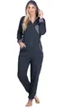 Produktbild: maluuna Hausanzug Jumpsuit, Onesie mit Bündchen an Arm- und Beinabschluss,100% Baumwolle