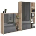 Produktbild: Mid.you Aktenschrank Office Edition - SW Set 4, Sonoma Eiche, Anthrazit Hochglanz, Holzwerkstoff, 12 Fächer, 257x186x33 cm, Made in Germany, erweiterbar, abschließbar, Arbeitszimmer, Aktenschränke