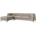 Produktbild: S-style Möbel - Chesterfield Ecksofa Mit Ottomane Willow, Creme Samt