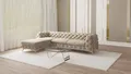 Produktbild: S-Style Möbel Ecksofa Ashley mit Ottomane, Chesterfield mit Goldenen Metall Füßen, Ottomane links oder rechts bestellbar, mit Wellenfederung
