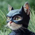 Produktbild: WANHUHOU Katzen-Cosplay-Maske, Batman-Design, Schwarz, Kunstleder, Einstellbare Größe, Passend für Katzen bis 11,8 kg